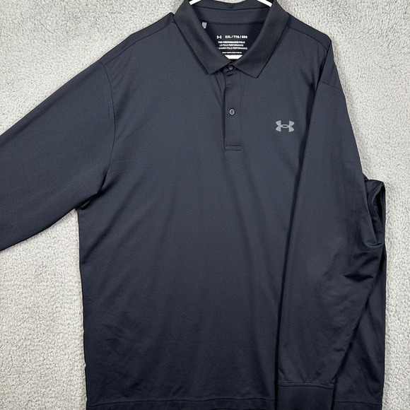 Under Armour The Performance Shirt Golf Polo Mens 2XL Black Rugby Stretch Logo